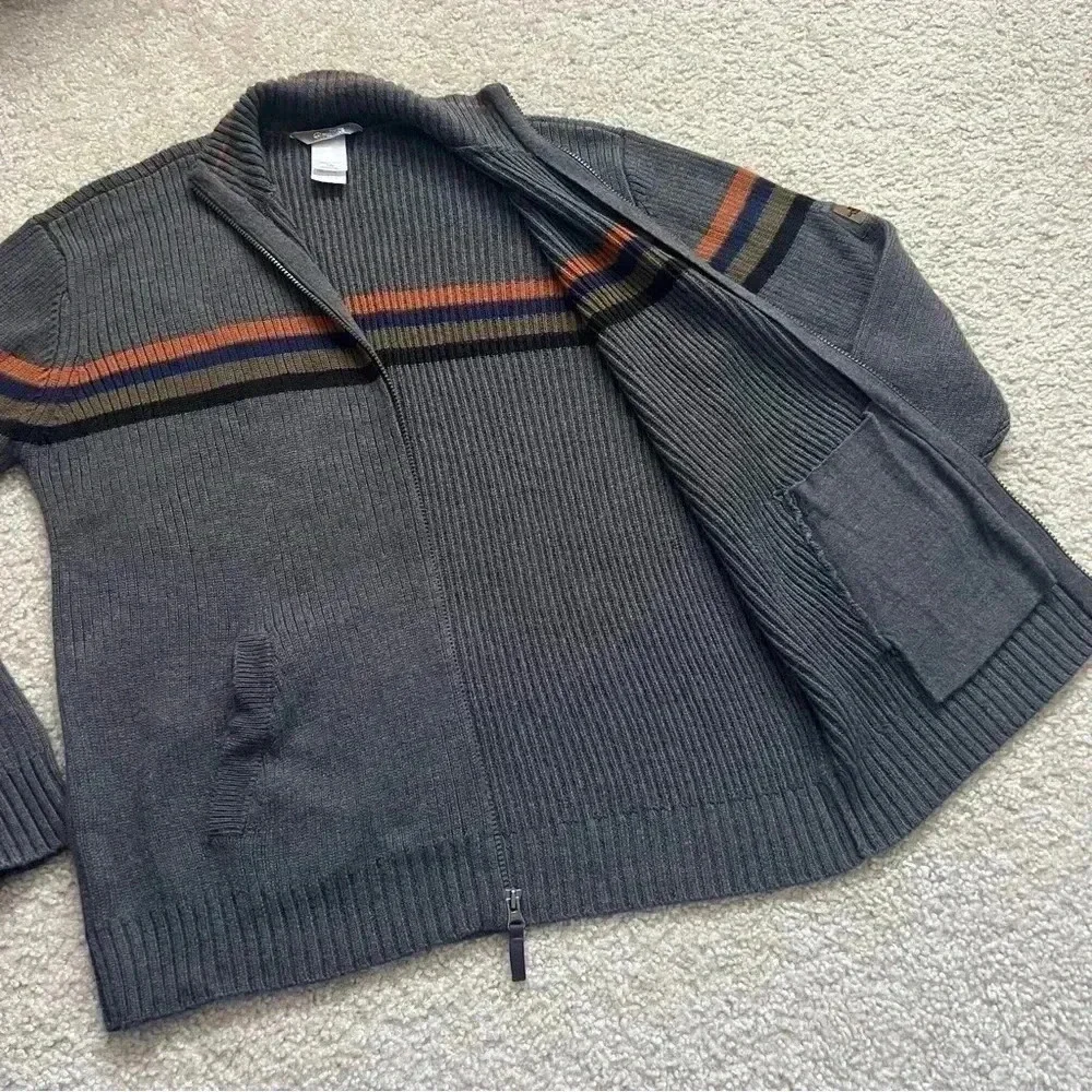 The North Face Sweater Mens Size Large A5 Series Knit Zip-Up Jacket Striped Gray